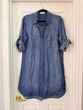Cloth & Stone Chambray Tencel Shirtdress, Large. EUC